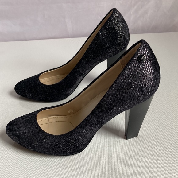 Calvin Klein Elara Black/Silver High Heels Size 6.5 - Picture 4 of 14